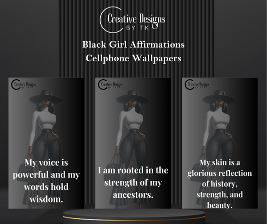 65 Black Girl Affirmations Bundle, Art Digital Phone Wallpaper Android iPhone Wallpaper, Wallpaper Variety Pack, Home Screens, Digital Download